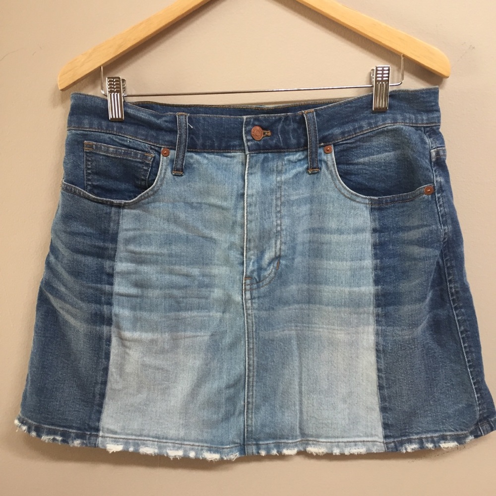 ✨ NWT Madewell Pieced Mccarren Raw-Hem Jean Skirt